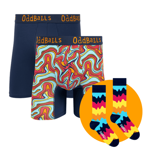 Shimmy Bundle - Mens Bamboo Boxer Shorts 2 Pack & Matching Socks