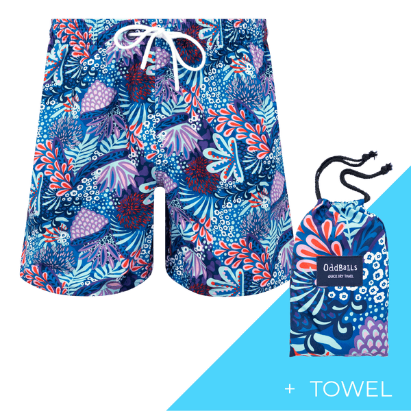 Coral - Mens Swim Shorts & Towel Bundle