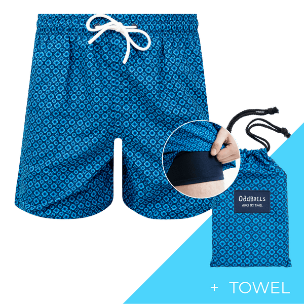 Classic Navy - Mens Compression Swim Shorts & Towel Bundle