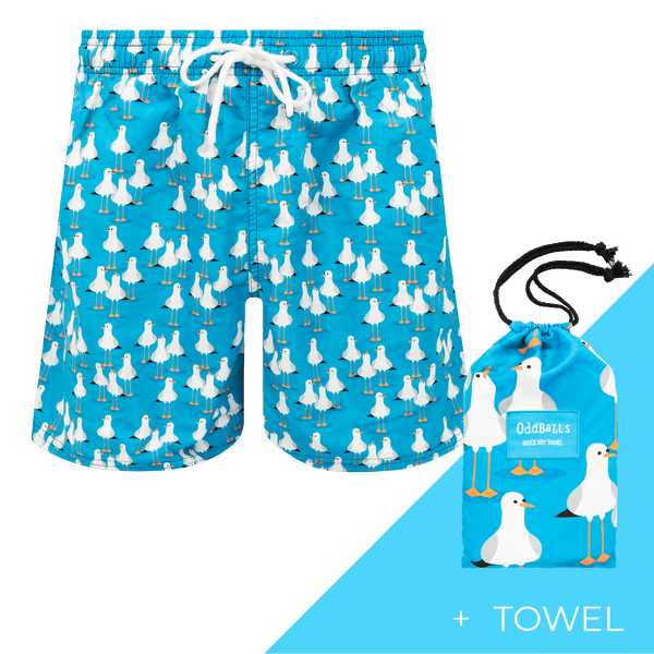Seagulls - Mens Swim Shorts & Towel Bundle