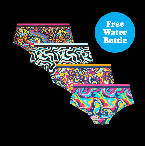 Smarty Pants - Girls Knickers 4 Pack Bundle + Free Water Bottle