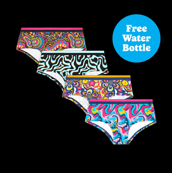 Smarty Pants - Girls Knickers 4 Pack Bundle + Free Water Bottle
