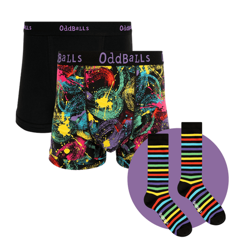 Splat Bundle - Mens Boxer Shorts 2 Pack & Matching Socks