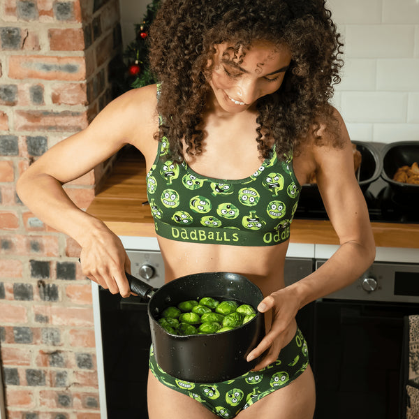 OddBalls Green Sprout print – Bralette & Briefs limited addition Christmas underwear for women 