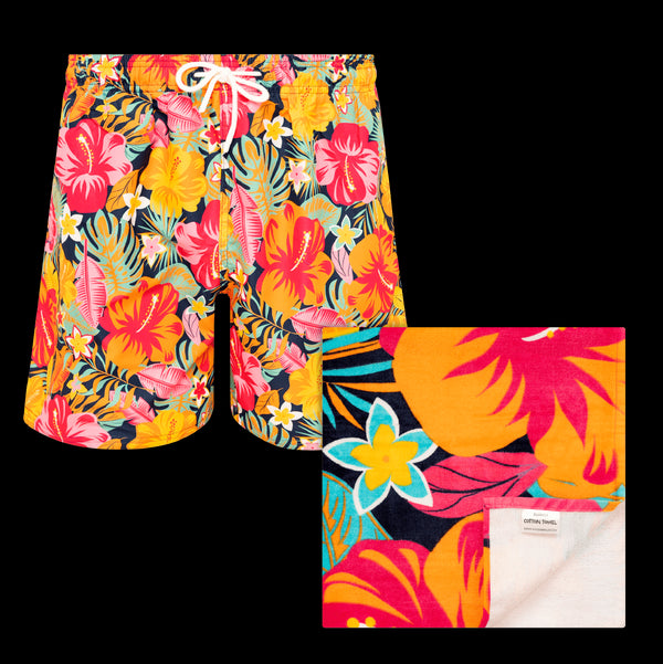 Hibiscus - Swim Shorts & Cotton Towel Bundle