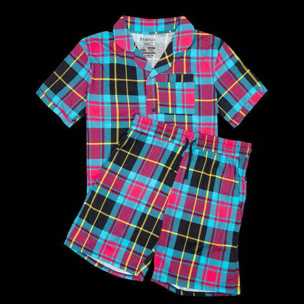 Tartan - Modal Men's Short Button Up Pyjamas Set