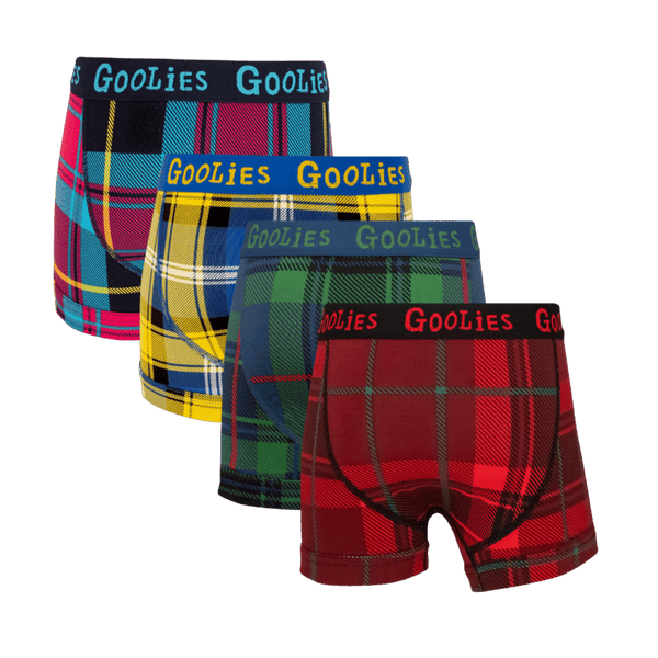 The Festive Tartan Bundle - Kids Cotton Boxer Shorts 4 Pack back