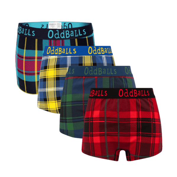 The Festive Tartan Bundle - Ladies Cotton Boxer Shorts 4 Pack front
