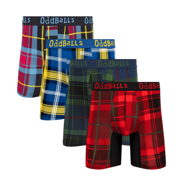 The Festive Tartan Bundle - Mens Bamboo Boxer Shorts 4 Pack front