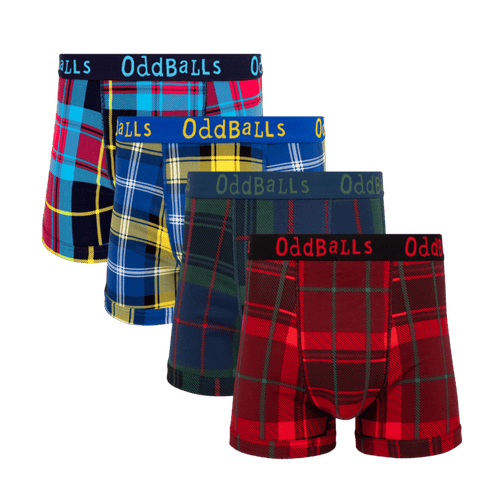 The Festive Tartan Bundle - Mens Cotton Boxer Shorts 4 Pack