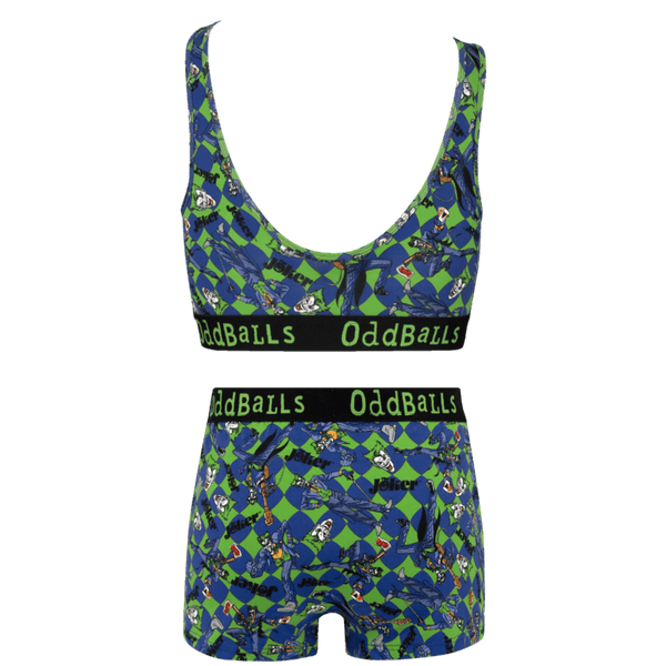 The Joker Checkered Bundle - Womens Bralette & Boxers Matching Set back