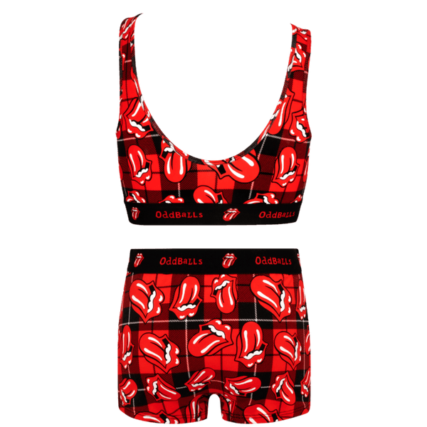 The Rolling Stones Tartan - Womens Bralette & Boxers Matching Set back