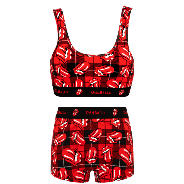 The Rolling Stones Tartan - Womens Bralette & Boxers Matching Set front