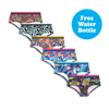 The Girlie Gang - Girls Knickers 6 Pack Bundle + Free Water Bottle
