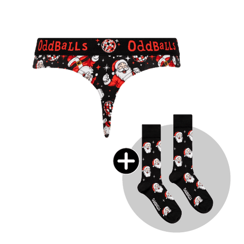 Disco Santa Bundle - Ladies Cotton Thong & Matching Socks