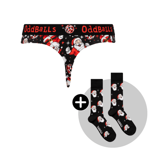 Disco Santa Bundle - Ladies Cotton Thong & Matching Socks