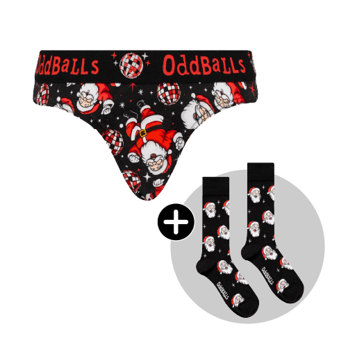 Disco Santa Bundle - Ladies Cotton Thong & Matching Socks