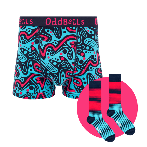 Tidal Wave Bundle - Mens Boxer Shorts & Matching Sock