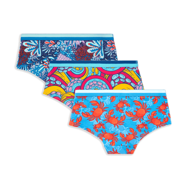 Under The Sea Bundle - Girls Cotton Knickers 3 Pack back