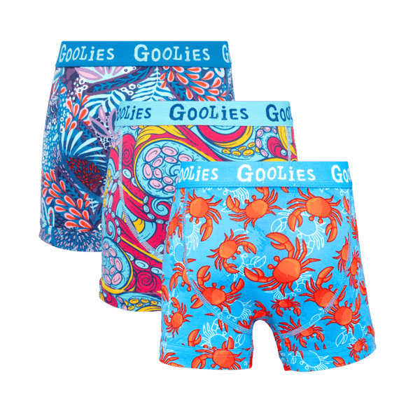 Under The Sea Bundle - Kids Cotton Boxer Shorts 3 Pack back