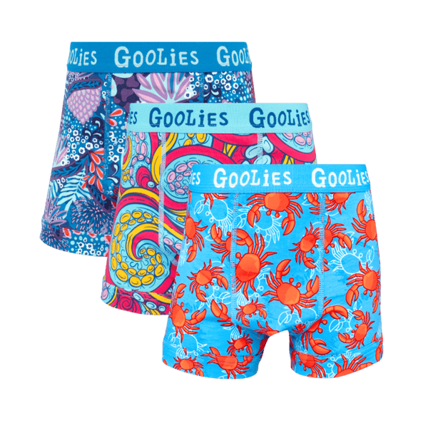 Under The Sea Bundle - Kids Cotton Boxer Shorts 3 Pack front