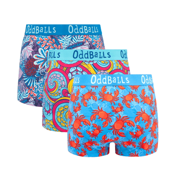 Under The Sea Bundle - Ladies Cotton Boxer Shorts 3 Pack back