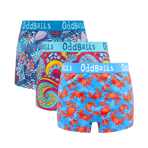 Under The Sea Bundle - Ladies Cotton Boxer Shorts 3 Pack front