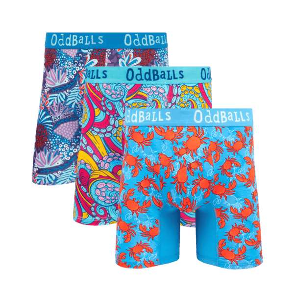 Under The Sea Bundle - Mens Bamboo Boxer Shorts 3 Pack front