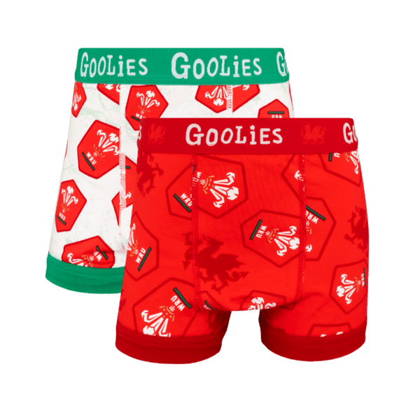Welsh Rugby Union 26 Bundle - Kids Cotton Boxer Shorts 2 Pack front