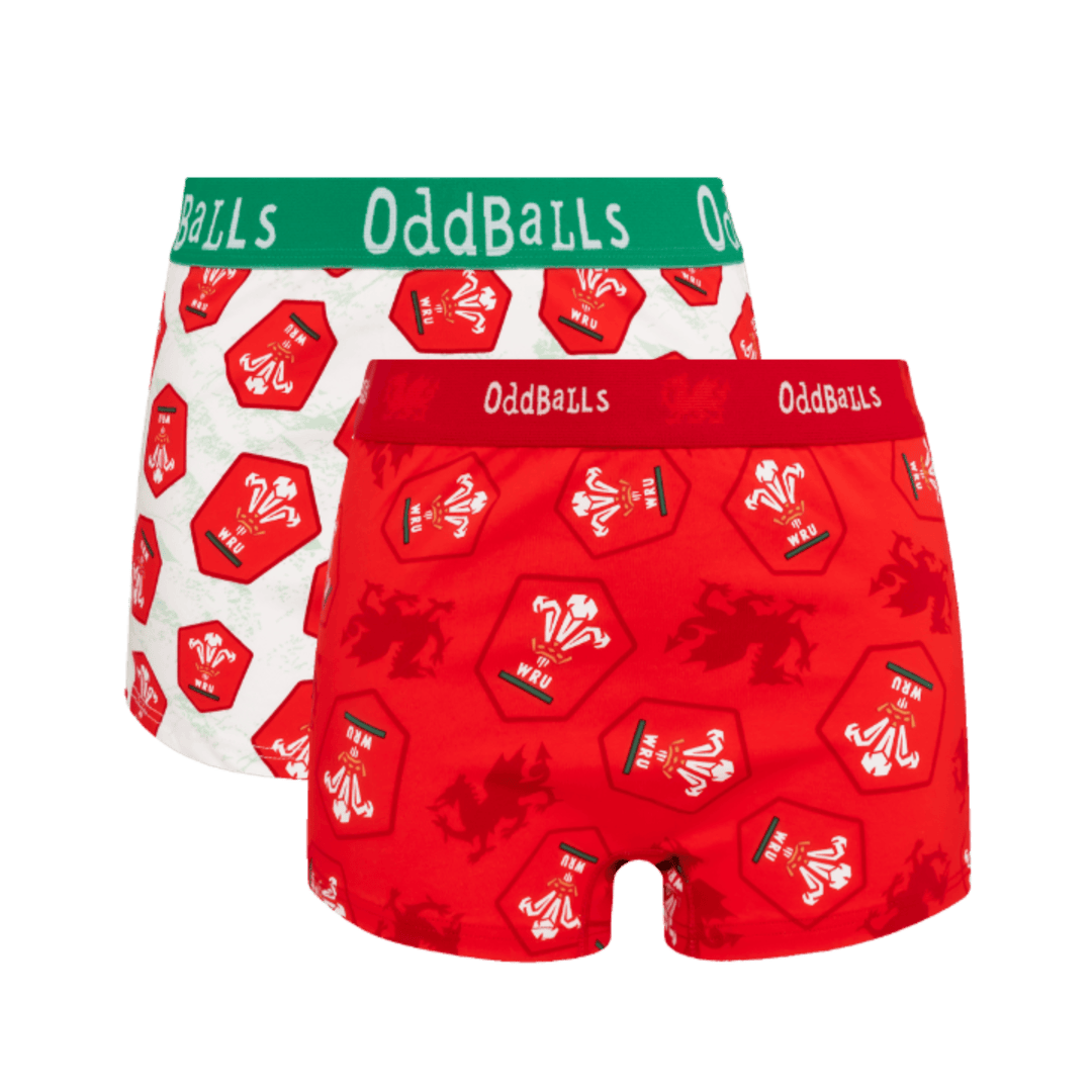 Welsh Rugby Union 26 Bundle - Ladies Cotton Boxer Shorts 2 Pack front