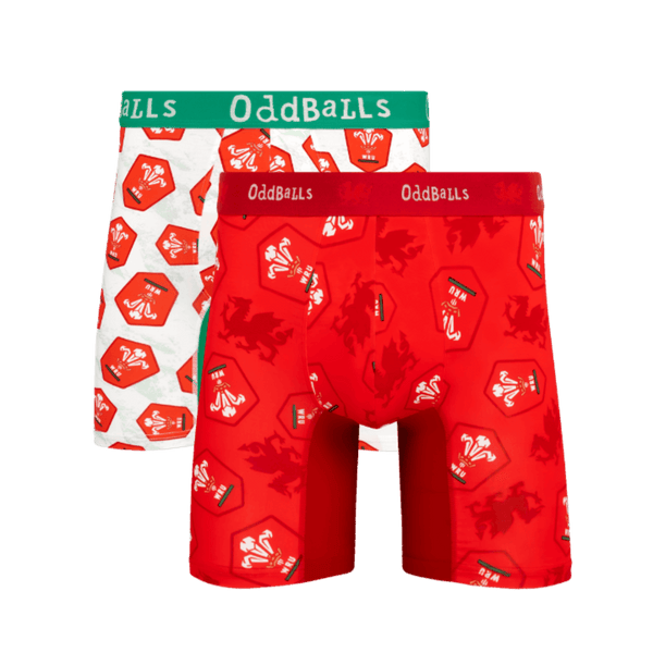 Welsh Rugby Union 26 Bundle - Mens Bamboo Boxer Shorts 2 Pack front