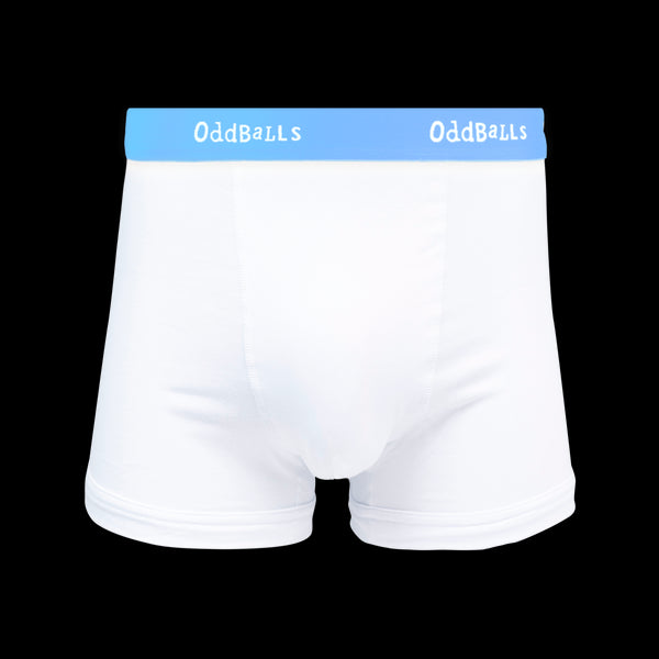 White & Blue - Mens Cotton Boxer Shorts