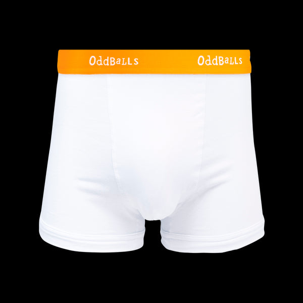 White & Tangerine - Mens Cotton Boxer Shorts