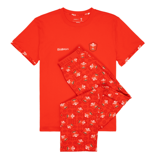 Welsh Rugby Union Home 25 - Men's Long Pyjamas Set (T-Shirt & Trousers)