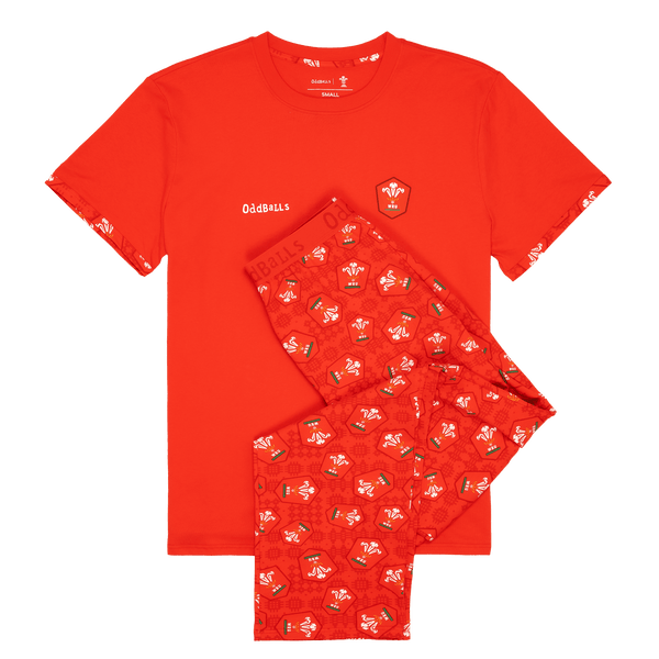 Welsh Rugby Union Home 25 - Men's Long Pyjamas Set (T-Shirt & Trousers)