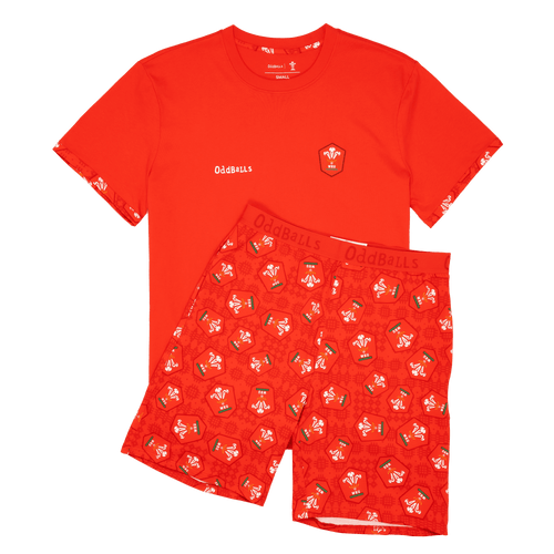 Welsh Rugby Union Home 25 - Men's Short Pyjamas Set (T-Shirt & Shorts)