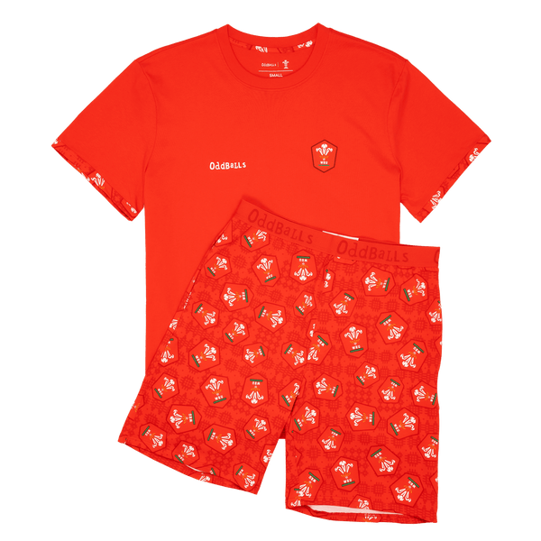 Welsh Rugby Union Home 25 - Men's Short Pyjamas Set (T-Shirt & Shorts)