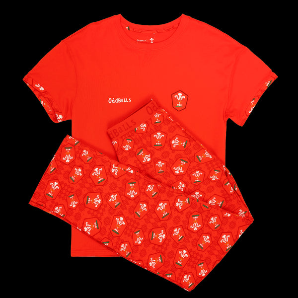 Welsh Rugby Union Home 25 - Women's Long Pyjamas Set (T-Shirt & Trousers)