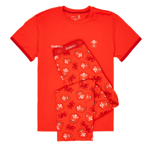 Welsh Rugby Union Home 26 - Men's Long Pyjamas Set (T-Shirt & Trousers)