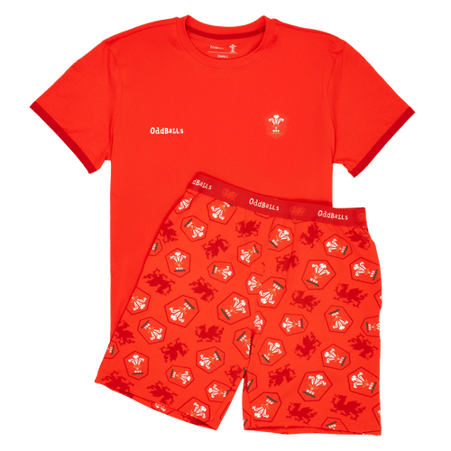 Welsh Rugby Union Home 26 - Men's Short Pyjamas Set (T-Shirt & Shorts)