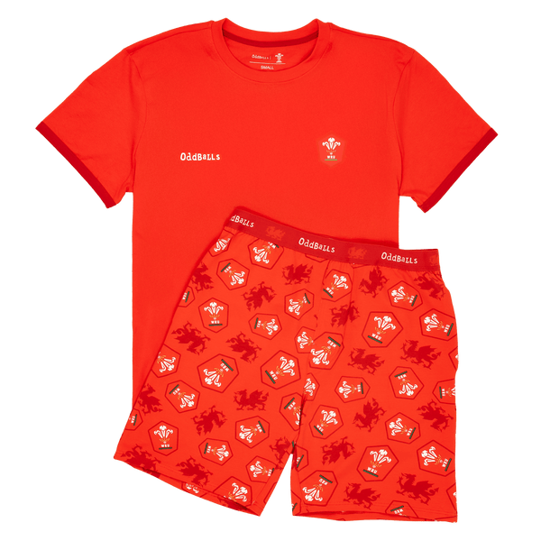 Welsh Rugby Union Home 26 - Men's Short Pyjamas Set (T-Shirt & Shorts)