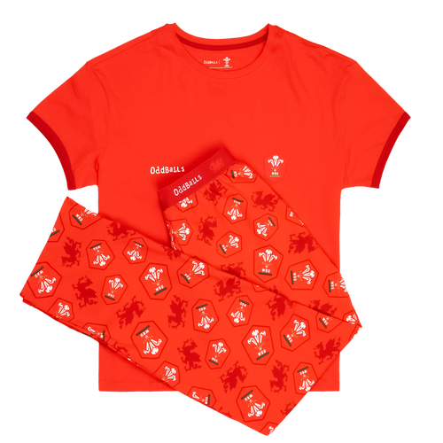 Welsh Rugby Union Home 26  - Women's Long Pyjamas Set (T-Shirt & Trousers)