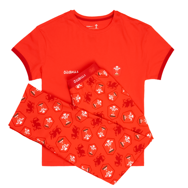 Welsh Rugby Union Home 26  - Women's Long Pyjamas Set (T-Shirt & Trousers)