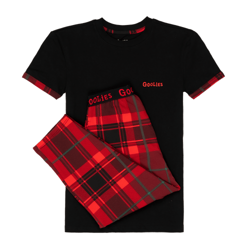 Christmas Tartan - Kids Long Pyjamas Set (T-Shirt & Trousers)