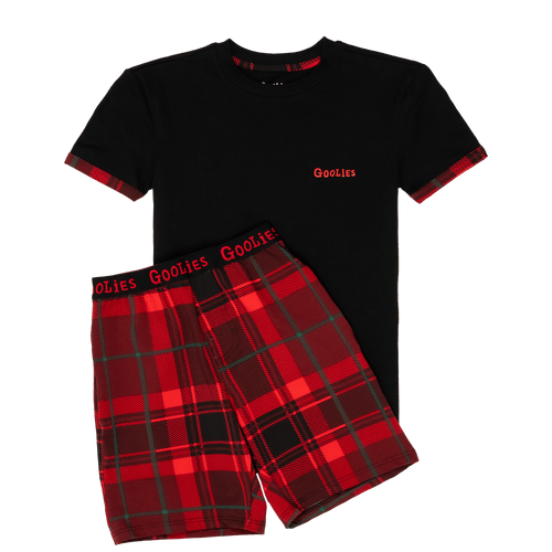 Christmas Tartan - Kids Short Pyjamas Set (T-Shirt & Shorts)