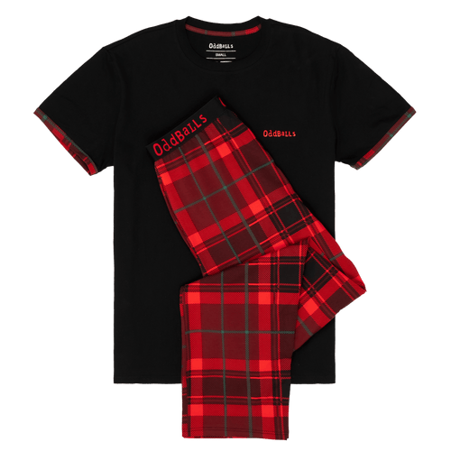 Christmas Tartan - Men's Long Pyjamas Set (T-Shirt & Trousers)