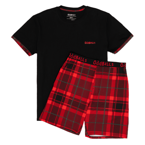 Christmas Tartan - Men's Short Pyjamas Set (T-Shirt & Shorts)