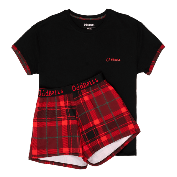 Christmas Tartan - Women's Short Pyjamas Set (T-Shirt & Shorts)
