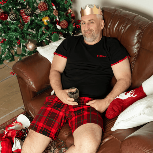 Christmas Tartan - Men's Short Pyjamas Set (T-Shirt & Shorts)