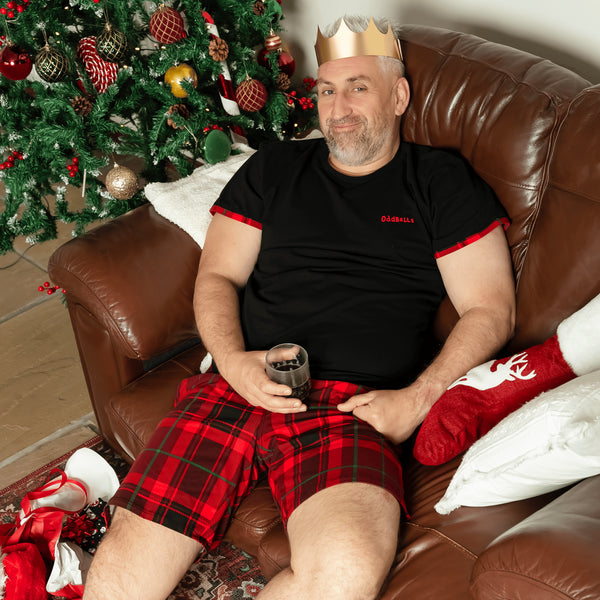 Christmas Tartan - Men's Short Pyjamas Set (T-Shirt & Shorts)